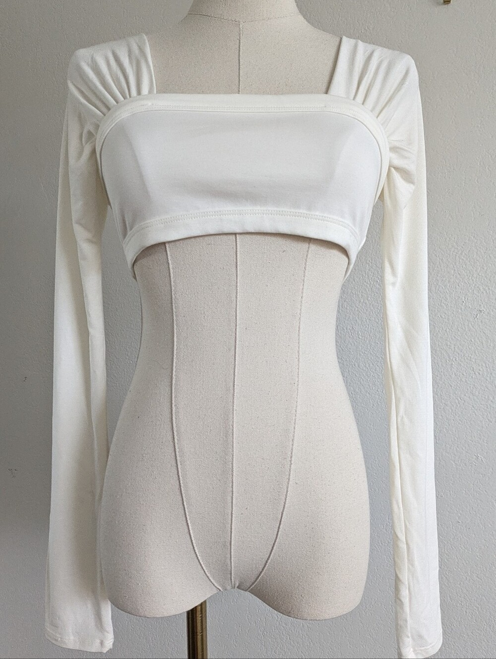 The Line By K Long Sleeve Crop Top Ivory